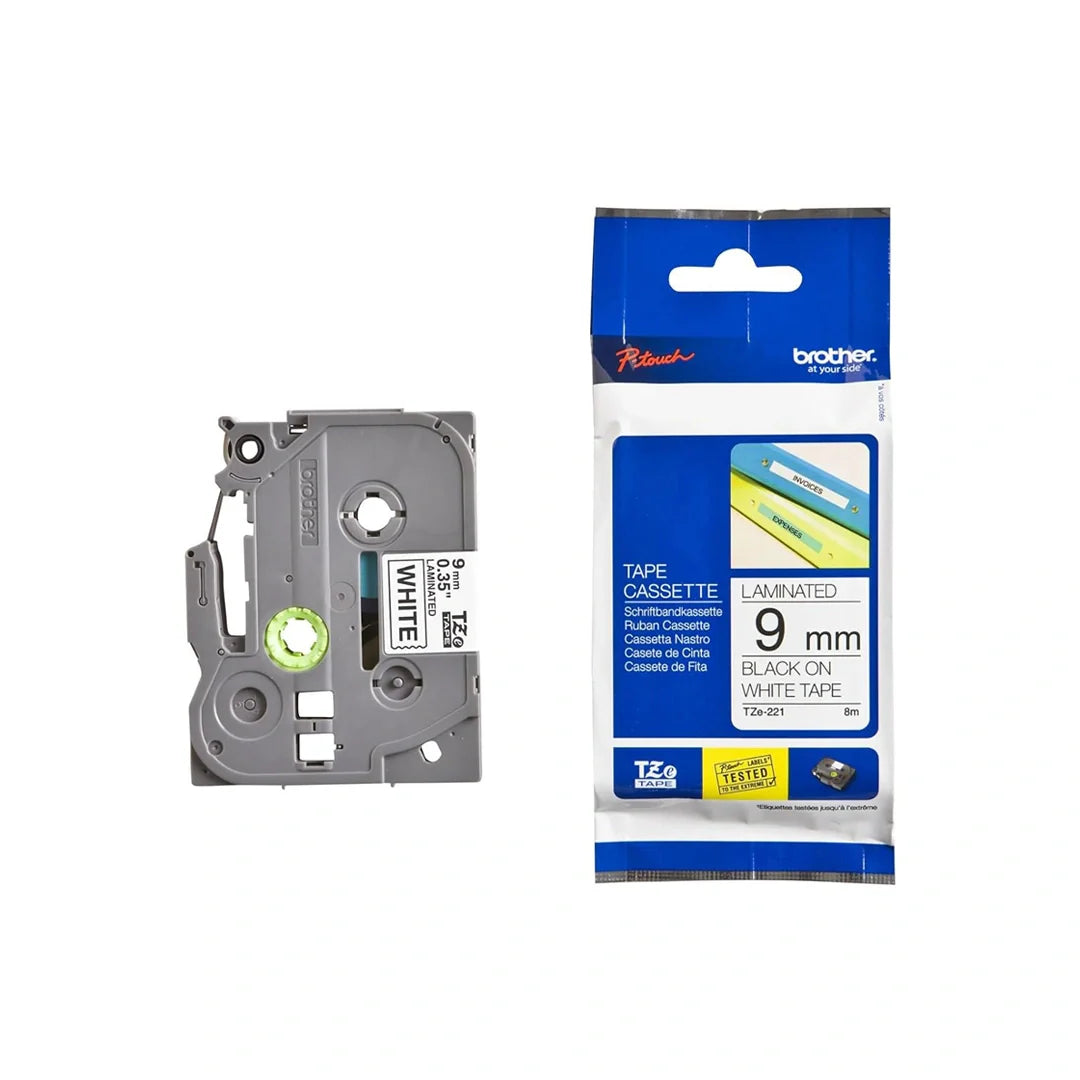Brother TZe-221 Black on White Laminated Tapes 9mm in Qatar Brother TZe-221 Black on White Laminated Tapes 9mm in Qatar